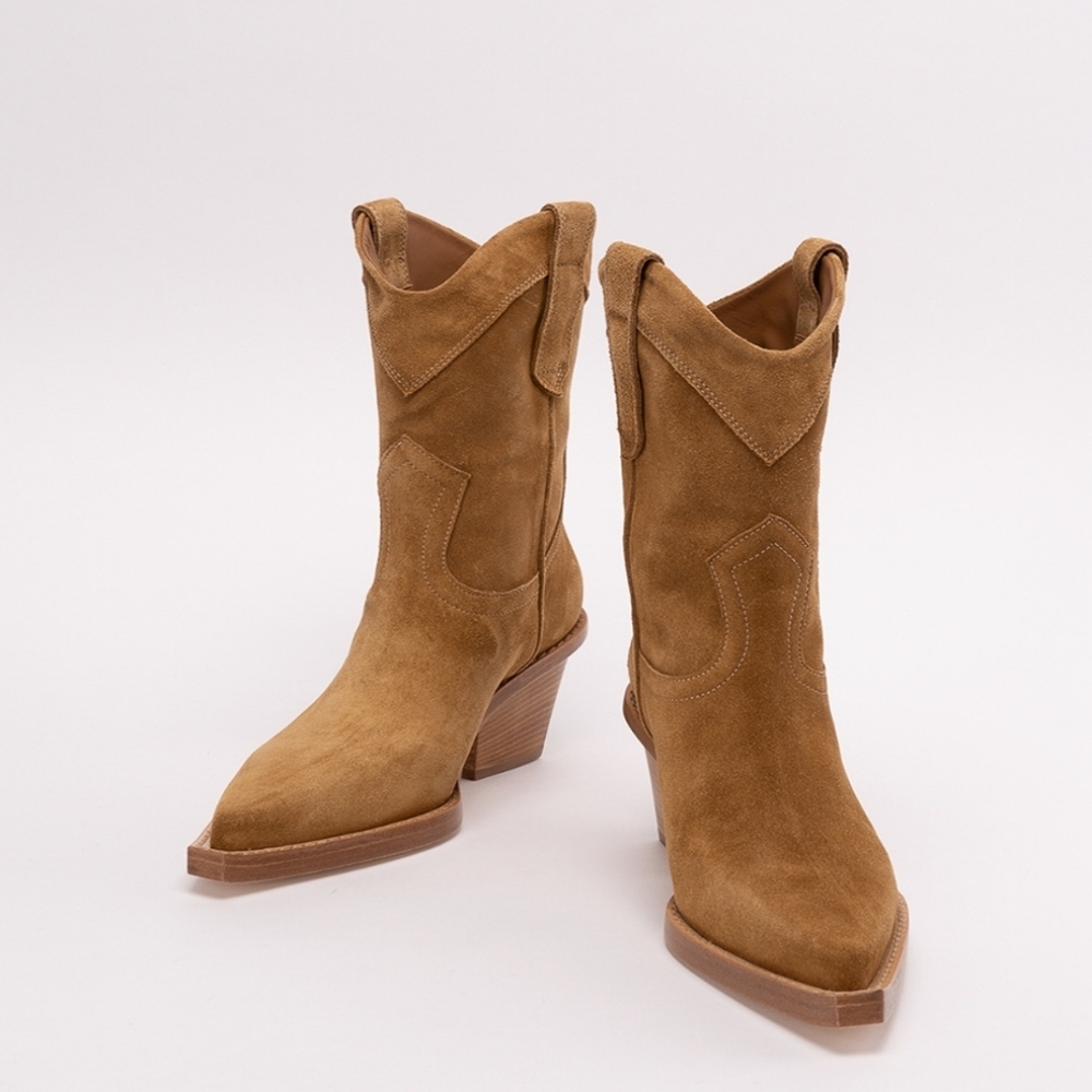 Paris Texas Camel Suede Heeled Boots